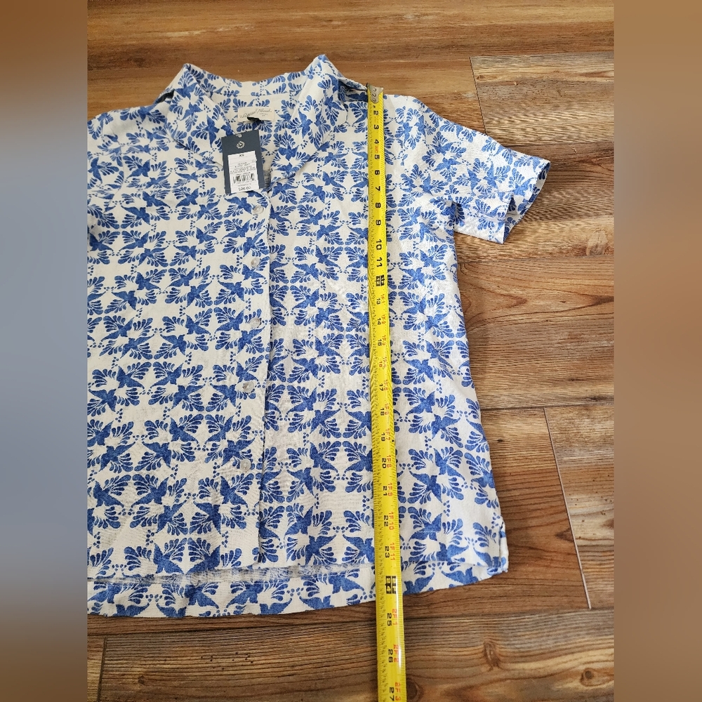Universal Thread Top Women's XS Blue Print Short Sleeve Camp Shirt NEW - Picture 4 of 7